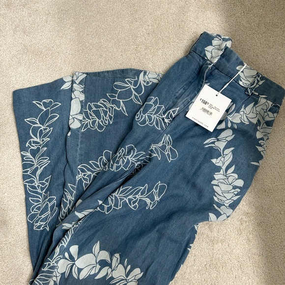 Fighting Eel Pants - Fighting Eel Denim Pant Nola Dark Wash Plumeria Lei XS BRAND NEW